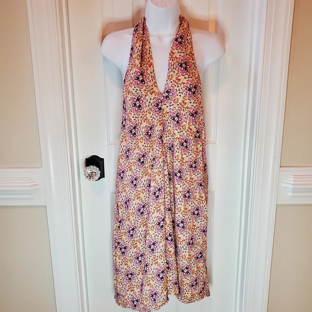 Free People- Multicolor- Halter Backless Dress -Sz. XL - Picture 1 of 9